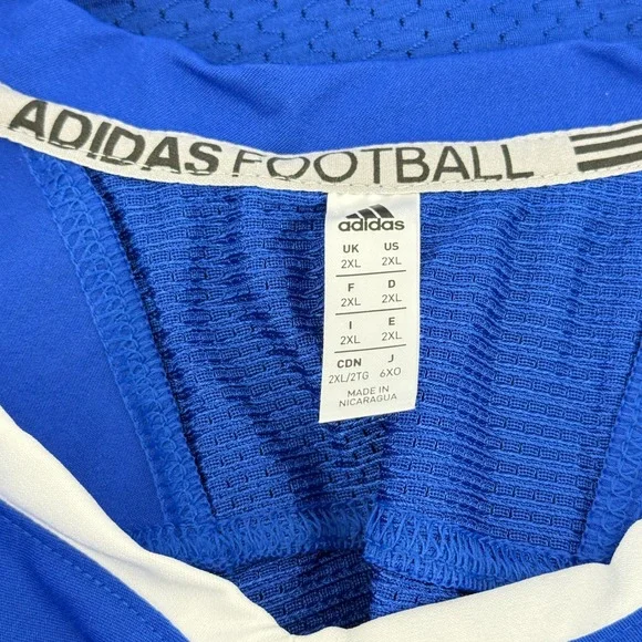 Adidas Football Jersey Royal Blue V Neck Short Sleeve Men's 2XL GG7399 NWT - Picture 3 of 13